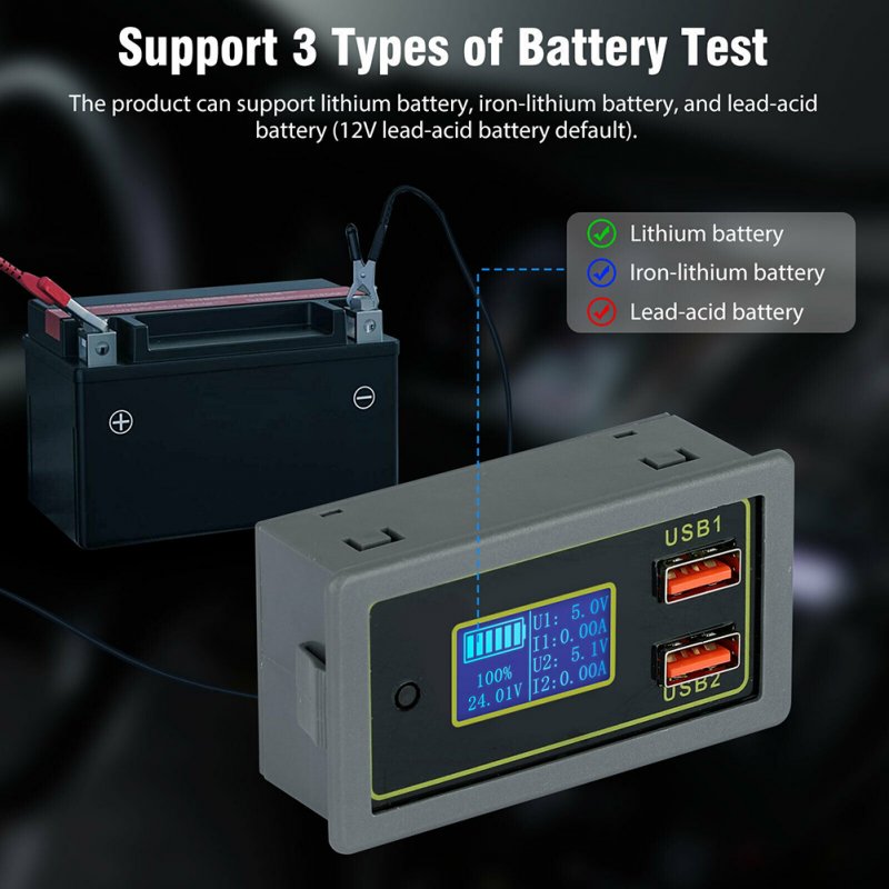 Car Automotive Voltmeter 12v 24v Dual Usb Led Digital Display Battery Monitor USB Fast Charging