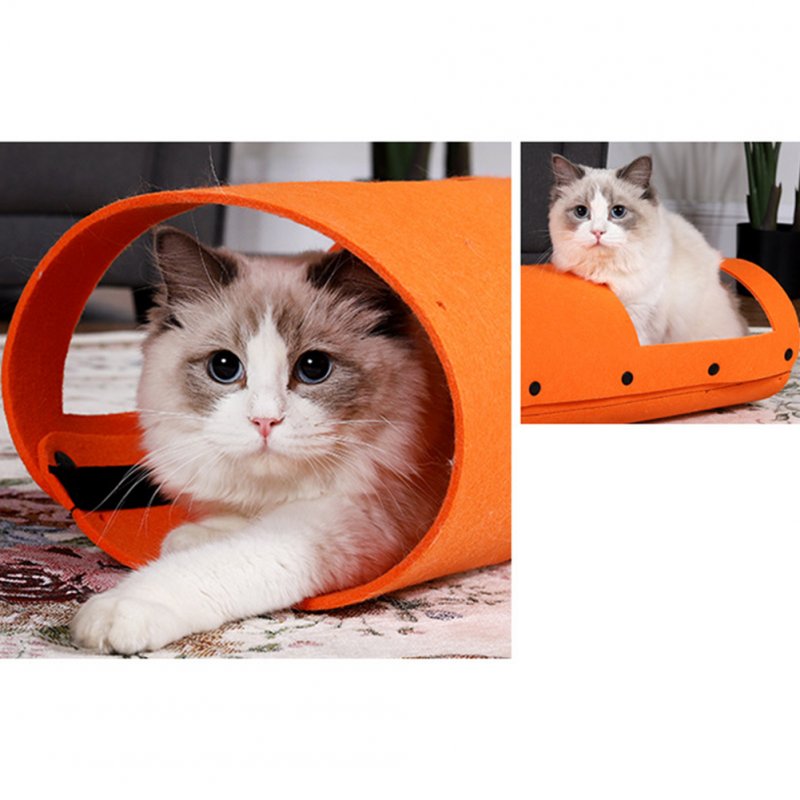 Pet Cat Diy Felt Tunnel With Mint Toy Pendant Multifunctional Kitten Nest Interactive Toy Cat Accessories rose Red 44 x 60cm