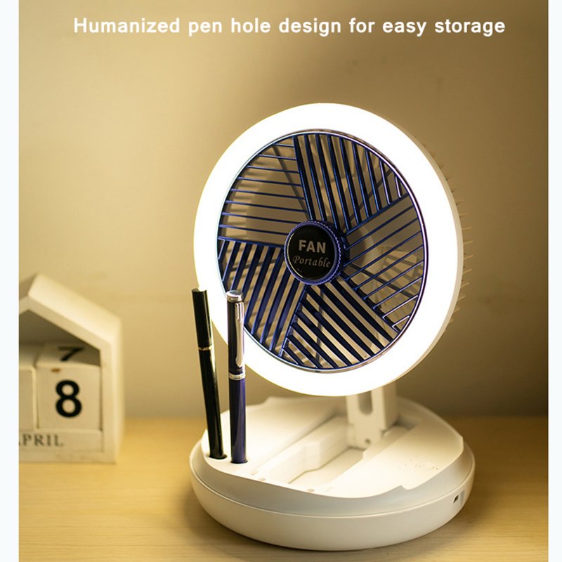Foldable Mini Fan 4 Speed Adjustable Usb Rechargeable Wall Mounted Ceiling Fan With Led Light Air Cooler Fan 