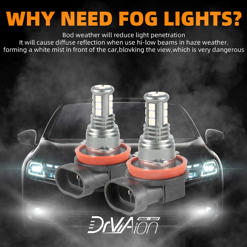 1 Pair Aluminum Car Led High-brightness Fog Lamp Headlights Waterproof Fog Lights 