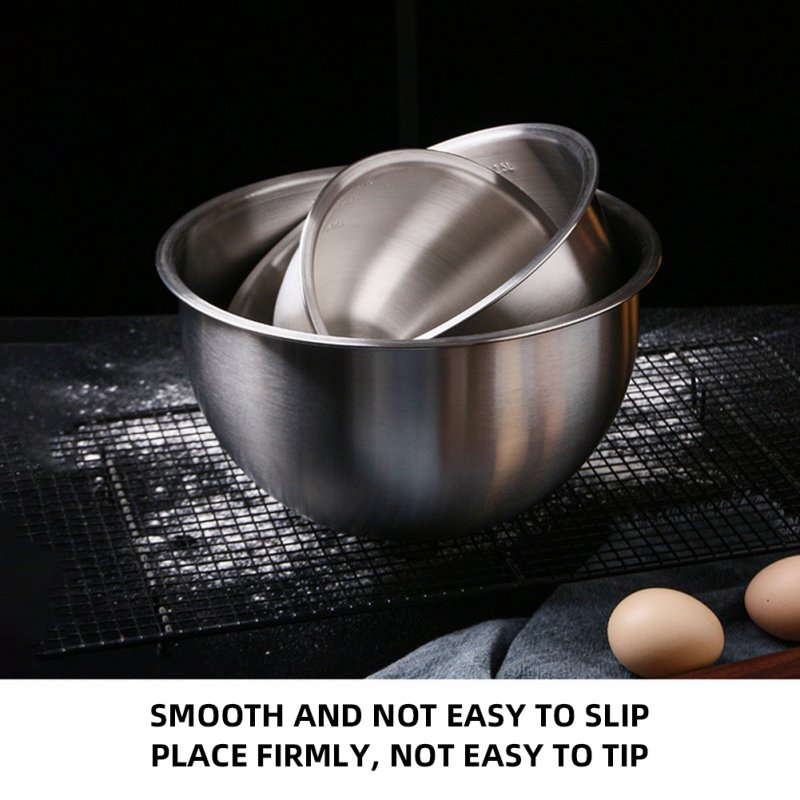 2.5l/4.5l Household Mixing Bowls 304 Stainless Steel Salad Bowl For Cooking Baking Prepping Food Storage 
