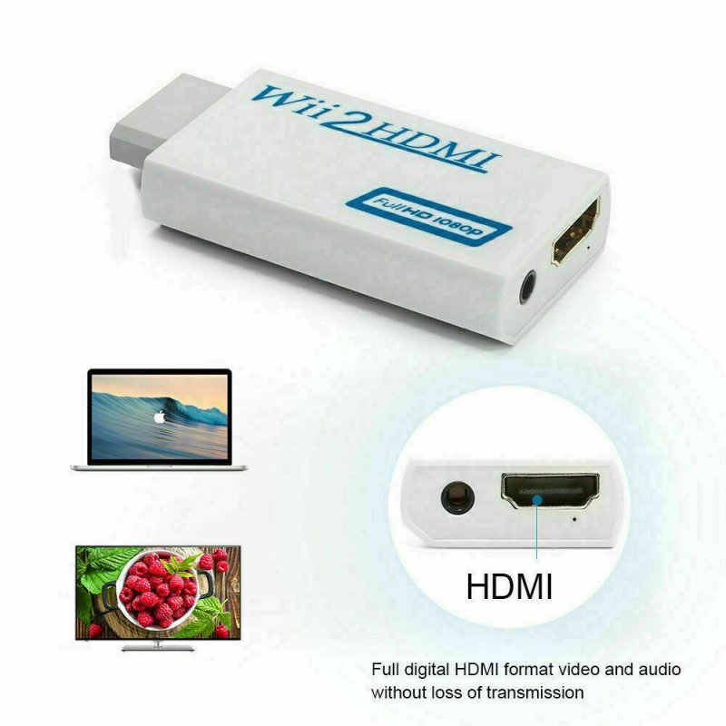 Portable Wii to HDMI Wii2HDMI Full HD Converter Audio Output Adapter for TV 