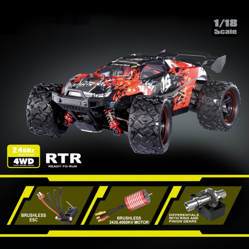 1/18 2.4G RC Car 52km/h High Speed Off-road Vehicle Rechargeable Brushless Remote Car For Boys Gifts 