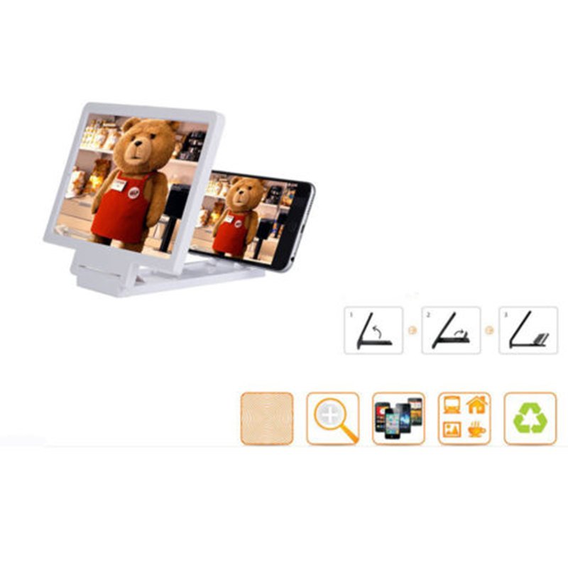 3D Foldable Cell Phone Screen Magnifier HD Expander with Stand  