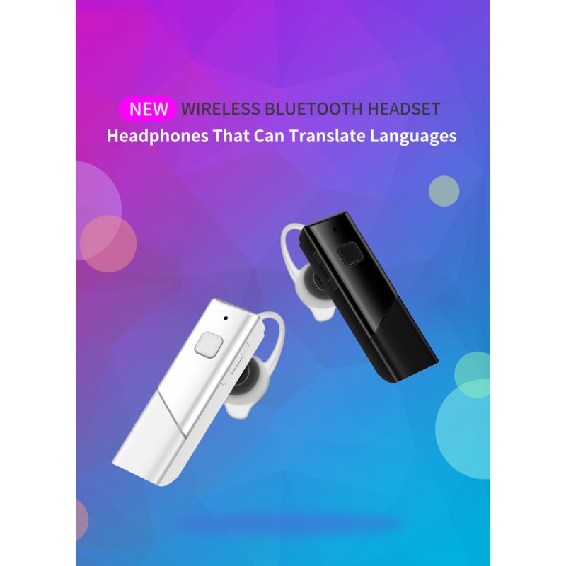 HT20 Smart Voice Translator Wireless Headset Bluetooth5.0 Earphone Multi Languages Instant Real-time Translation 
