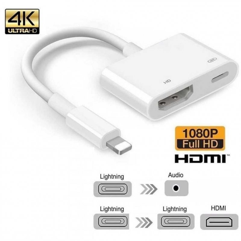 8pin 8-pin to HDMI Adapter Digital AV 4K USB Cable Connector 1080P HD Adapters for X 8/7/6/Air 