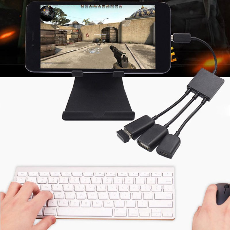3 in1 Type-C Male to Female Micro OTG USB Port Adapter Cable for Android Phone Tablet USB Flash Disk 
