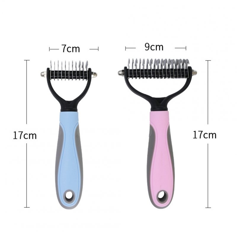 Cat Dog Hair Removal Comb Grooming Comb Double-sided Stainless Steel Pet Shedding Brush Pet Pink Small