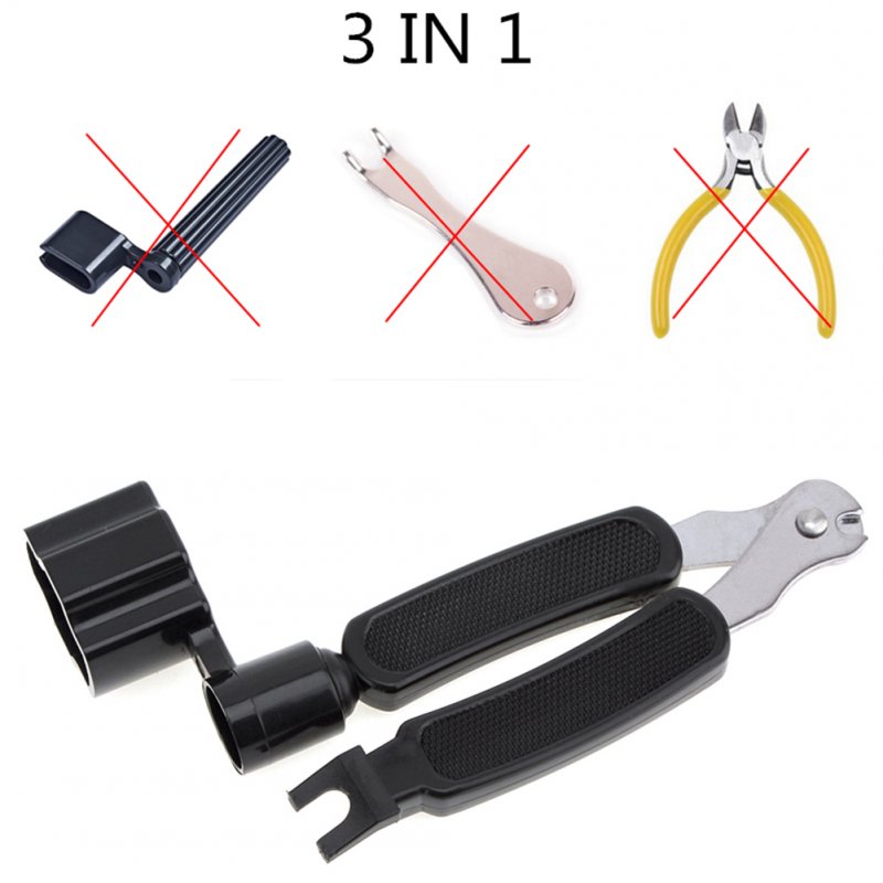 3 in 1 Multifunction Guitar Accessories Guitar Peg String Winder + String Pin Puller + String Cutter