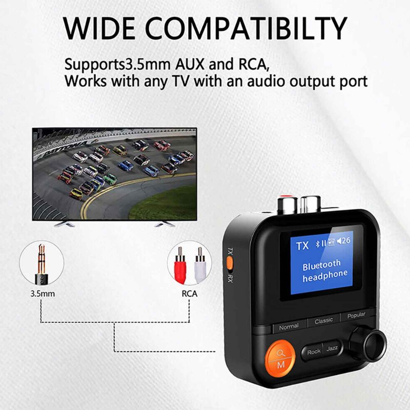 Wireless Receiver Transmitter V5.2 3.5mm AUX 2RCA TF HiFi Audio Adapter With Display For Car Audio Systems Headphones TV 