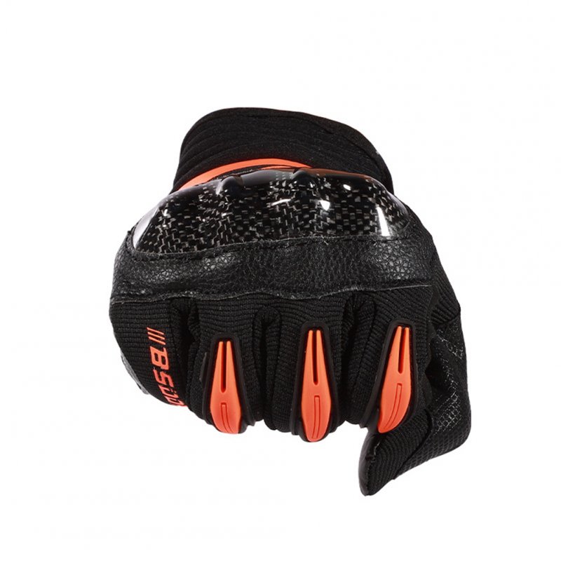 Motorcycle Full Finger Gloves Breathable Anti-fall Gloves Outdoor Sports Protector Orange M