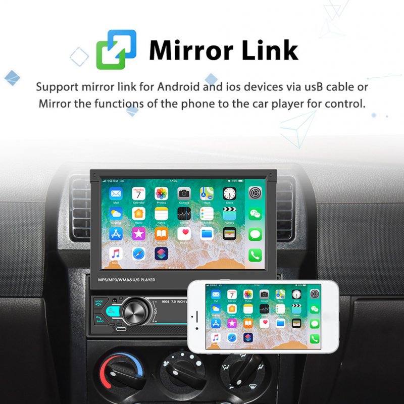 1 Din Car Mp5 Player 7-inch Manual Retractable Touch Screen Bluetooth Reversing Video Player 