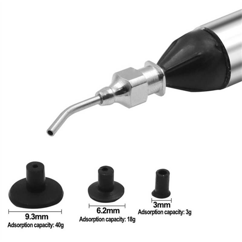 Vacuum Suction Pen Kit with 3 Suction Cups Aluminum Alloy Pick Up Tool for SMD Patch/IC/BGA