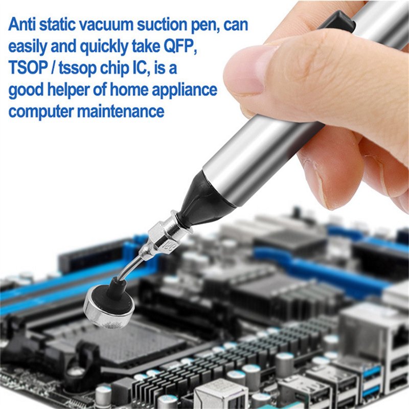 Vacuum Suction Pen Kit with 3 Suction Cups Aluminum Alloy Pick Up Tool for SMD Patch/IC/BGA