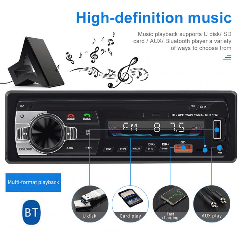 Single Din Car Mp3 Player Stereo Receiver Bluetooth-compatible Hands-free Calling U Disk Player Fm Radio 