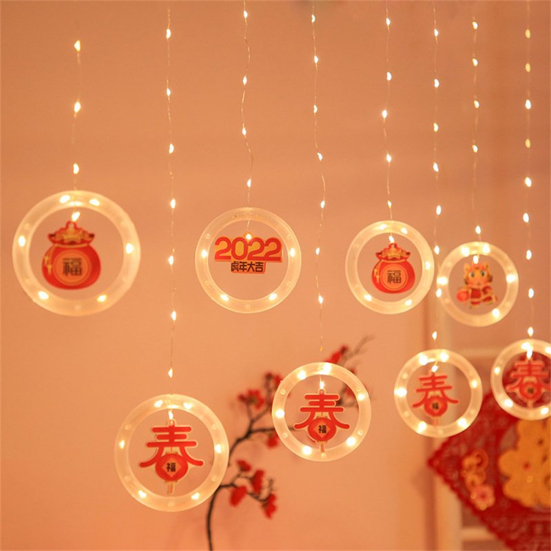 2022 Spring Festival Decoration Light  String New Year Window Curtain Wishing Ring Lamp Bedroom Terrace Corridor Decoration