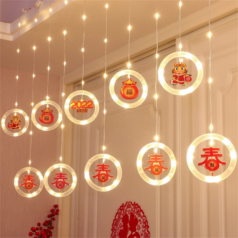 2022 Spring Festival Decoration Light  String New Year Window Curtain Wishing Ring Lamp Bedroom Terrace Corridor Decoration