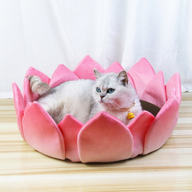 Lotus Shaped Cat Sofa With 17CM Raised Petals Wear-resistant Anti-Scratch Cat Scratching Board Pet Supplies For Indoor Cats (30 x 30cm) lotus cushion small