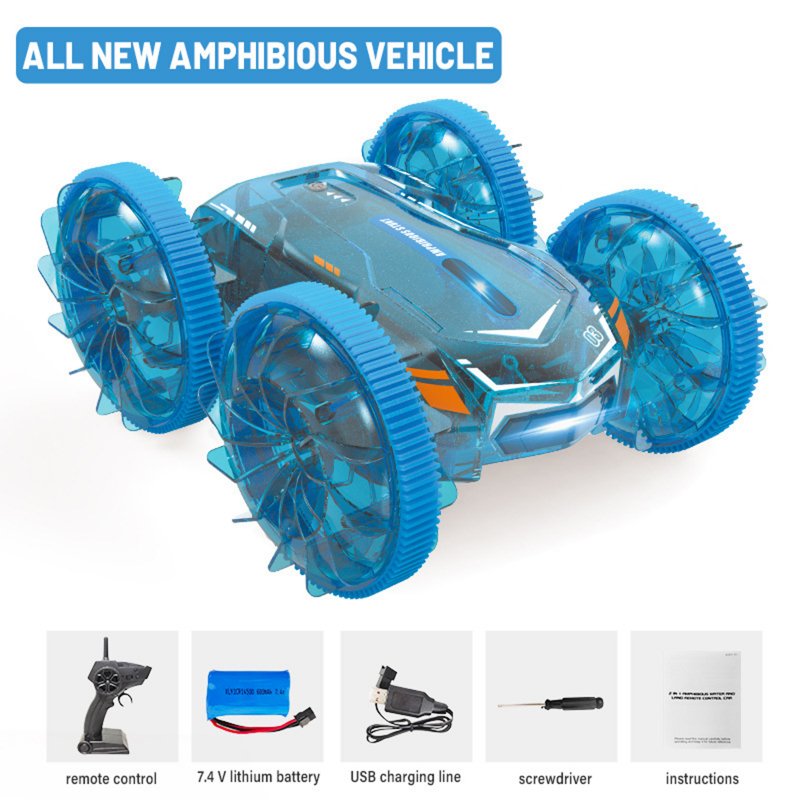 1:16 Remote Control Stunt Car Vehicle Double-Sided Flip Driving Drift RC Cars Outdoor Toys Blue