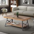 US U_STYLE 43'' Metal Legs Rustic Coffee Table, Solid Wood Tabletop