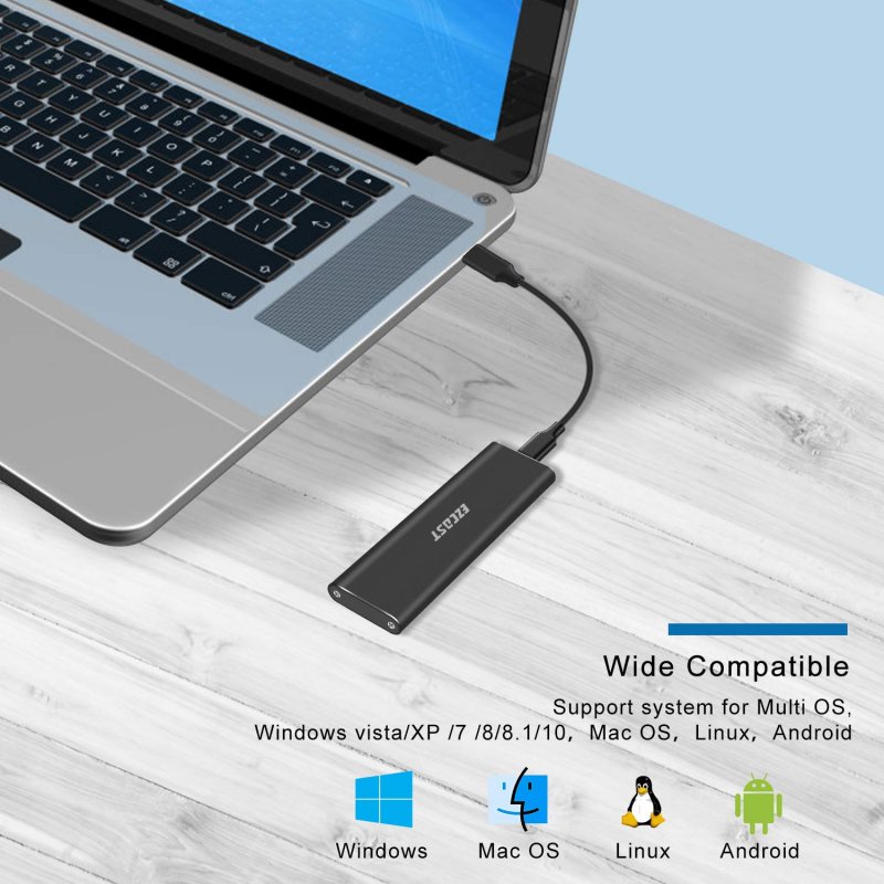 M.2 NVME SSD Enclosure Adapter USB 3.1 Gen 2 to NVME PCI-e m-Key Solid State Drive External Enclosure USB C Support UASP for NVME SSD Size 2230/2242/2260/2280  