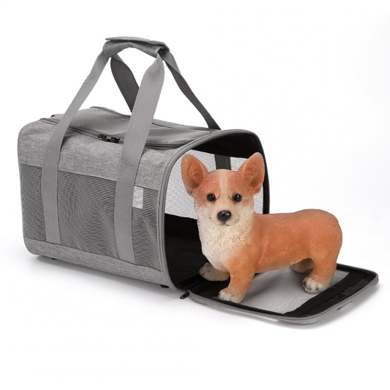 Diagonal Pet Bag Mesh Cloth Portable Foldable Breathable Dog Cat Cage Backpack for Outdoor Travel Small Grey 