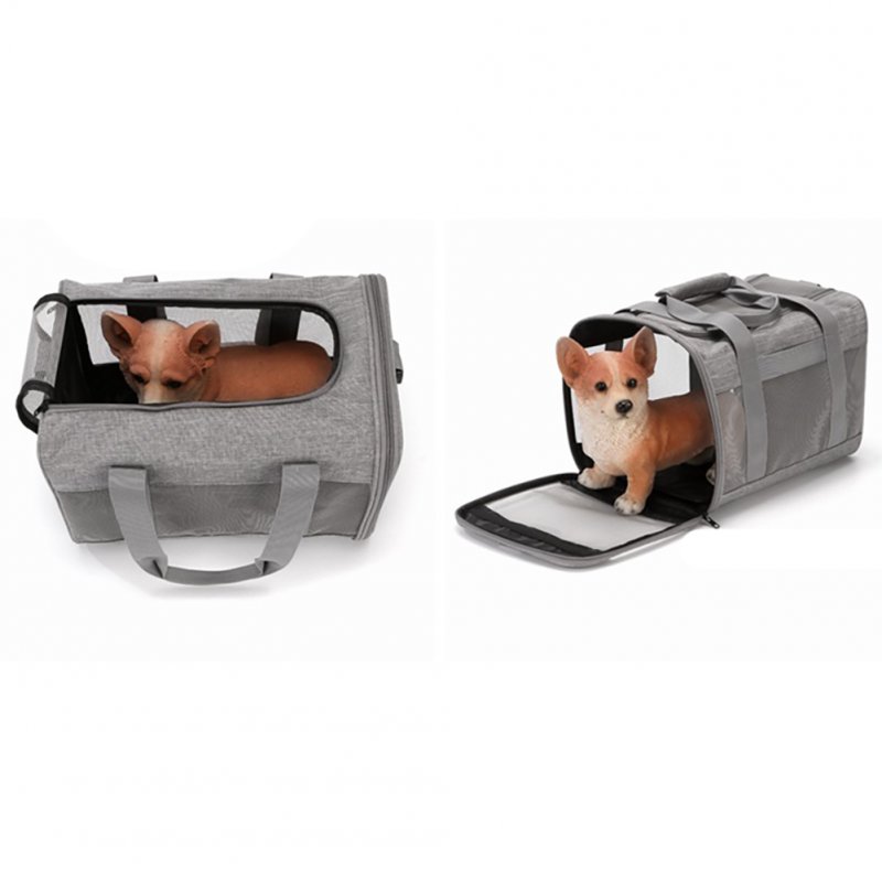 Diagonal Pet Bag Mesh Cloth Portable Foldable Breathable Dog Cat Cage Backpack for Outdoor Travel Small Grey 