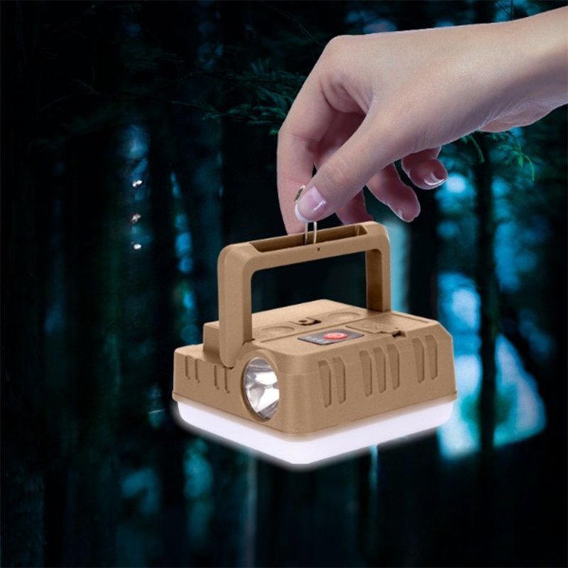 Outdoor Led Camping Lantern Dual Light Sources Multi-function Portable Searchlight Emergency Handle Lamp 
