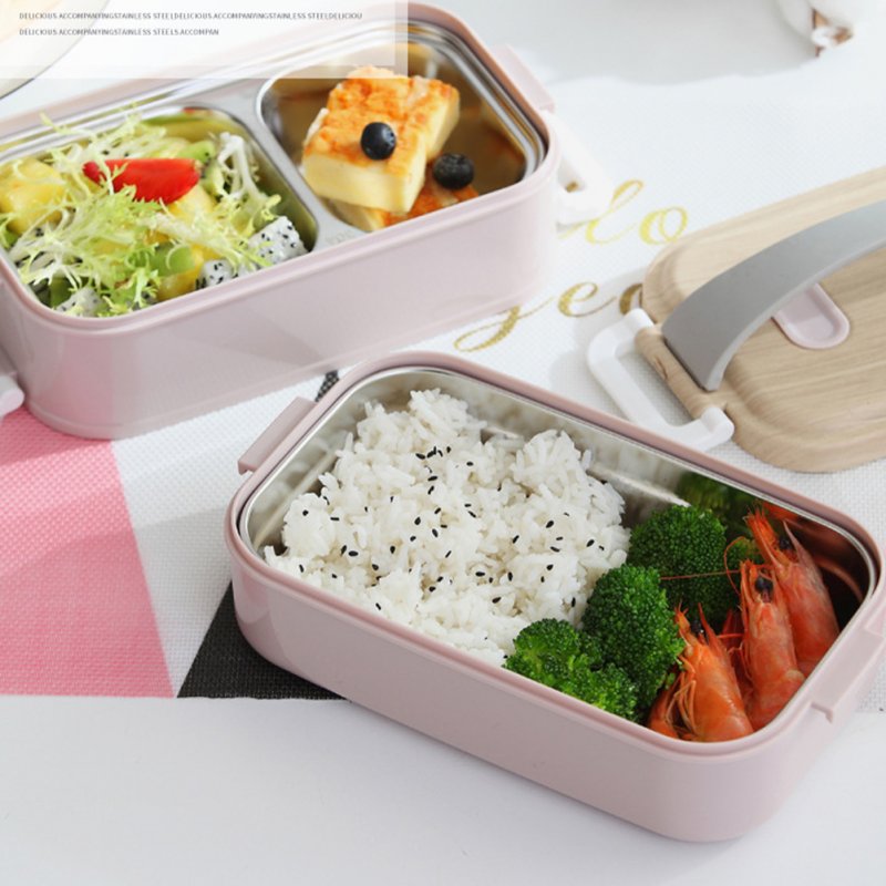 Portable 2 Tiers Bento Box With Handle Large Capacity Student Lunch Box For Work School Picnic Travel 