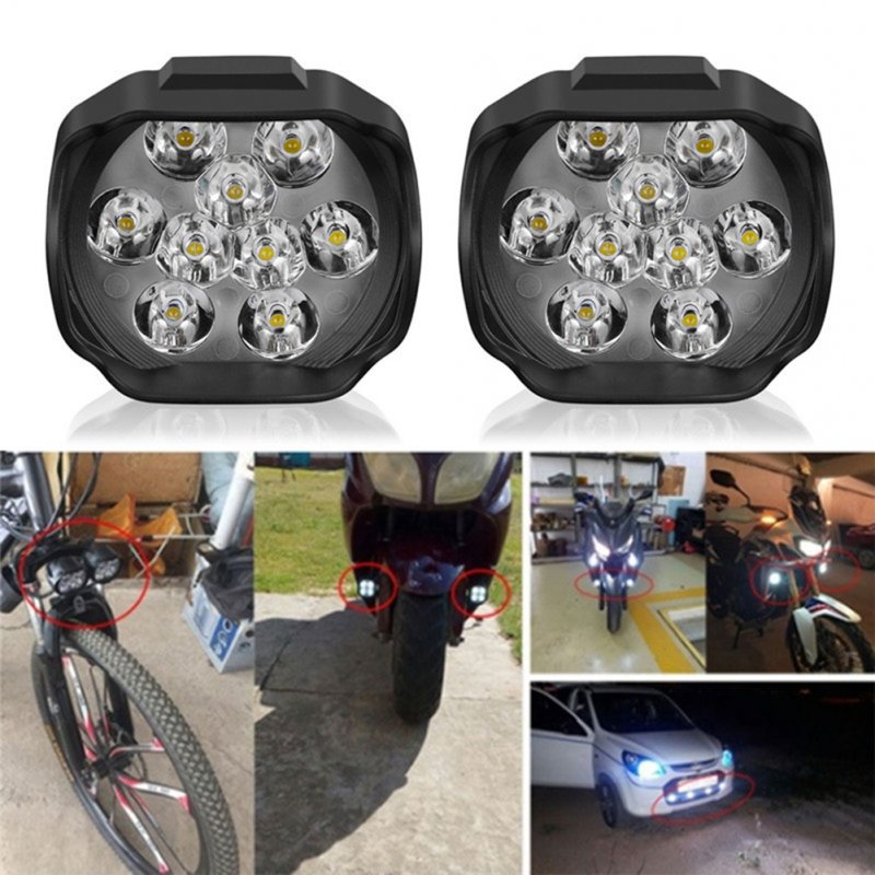 Motorcycles Headlight 6500k 1500lm 12v 15w Super Bright 9 Led Spotlight 