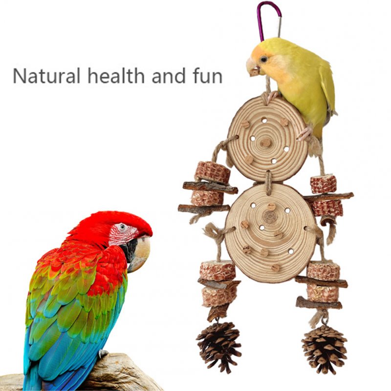 Bird Chew Toys Natural Corn Cob Barks Pine Cones Interactive Hanging Cage Toy For Parrot Rabbit Squirrel Hamster Chinchilla 