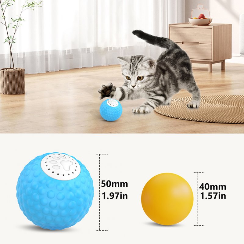 5cm/1.97 Inch Automatic Rolling Ball With Led Flash Lights 2 Modes IP54 Waterproof Interactive Toy Fun Birthday Gift C1 blue English packaging