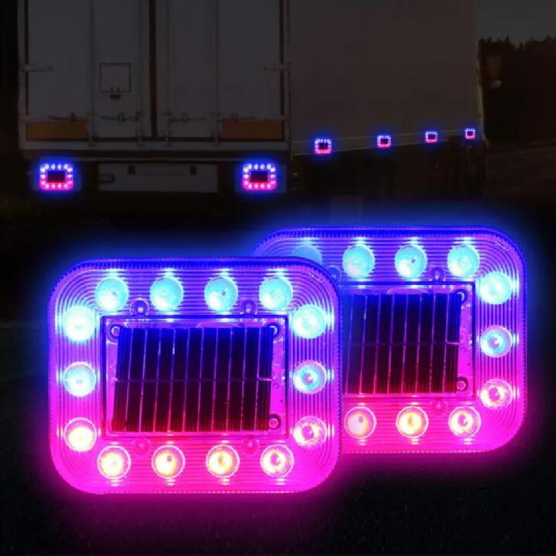 2PCS Strobe Light Warning Light Taillight Truck Lamp  Seven Colors Waterproof for Magnet Switch Solar Energy Anti-Tailing 