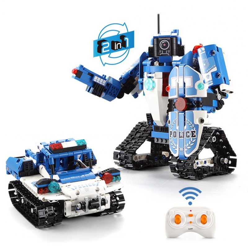 Assembled Building Blocks Remote  Control  Car  Toys 2-in-1 Deformation Robot + Vehicle Model Holiday Gifts For Boys Children 