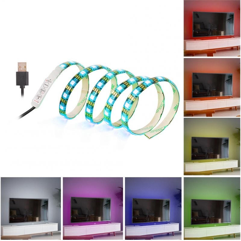 1M/3.28FT TV Back Strip Light 60 LED Bulbs USB Power RGB Multi-color