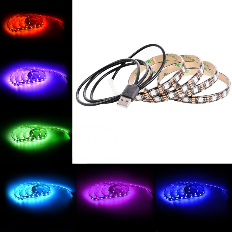 1M/3.28FT TV Back Strip Light 60 LED Bulbs USB Power RGB Multi-color