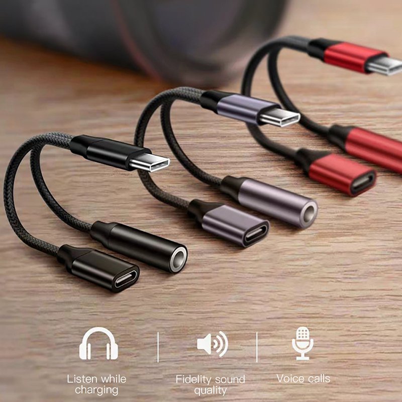 3.5mm Headphone Jack Type-C USB C Audio Adapter Earphone to Type C Charge Listen for USB-C Phone Without 3.5MM for Huawei Xiaomi 