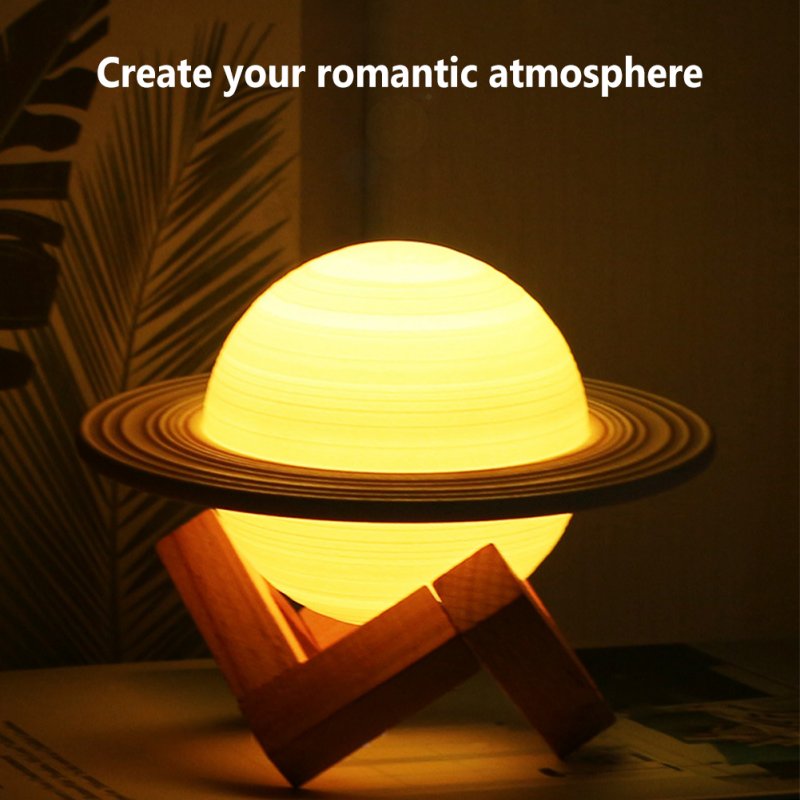 1w 16colors Led Saturn Lamp Ornament 300mah Battery Usb Charging Night Lights Table Lamp Christmas Gifts 16cm