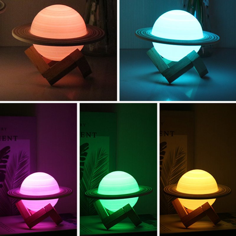 1w 16colors Led Saturn Lamp Ornament 300mah Battery Usb Charging Night Lights Table Lamp Christmas Gifts 16cm