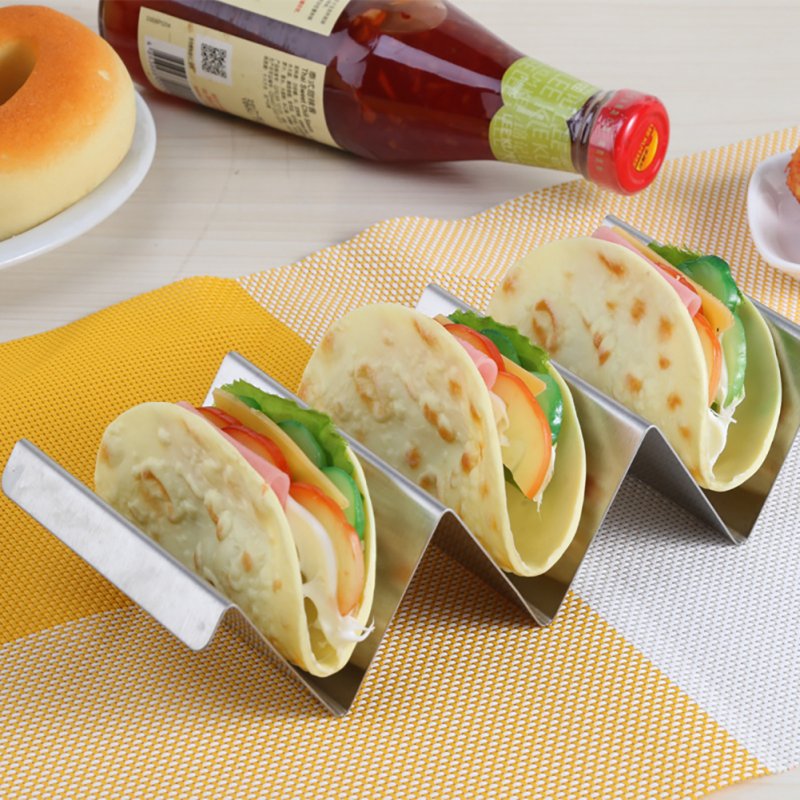 Taco Holder Stand Stainless Steel Taco Holders Wavy Tortilla Serving Tray Plates Stand Home Kitchen Tools 