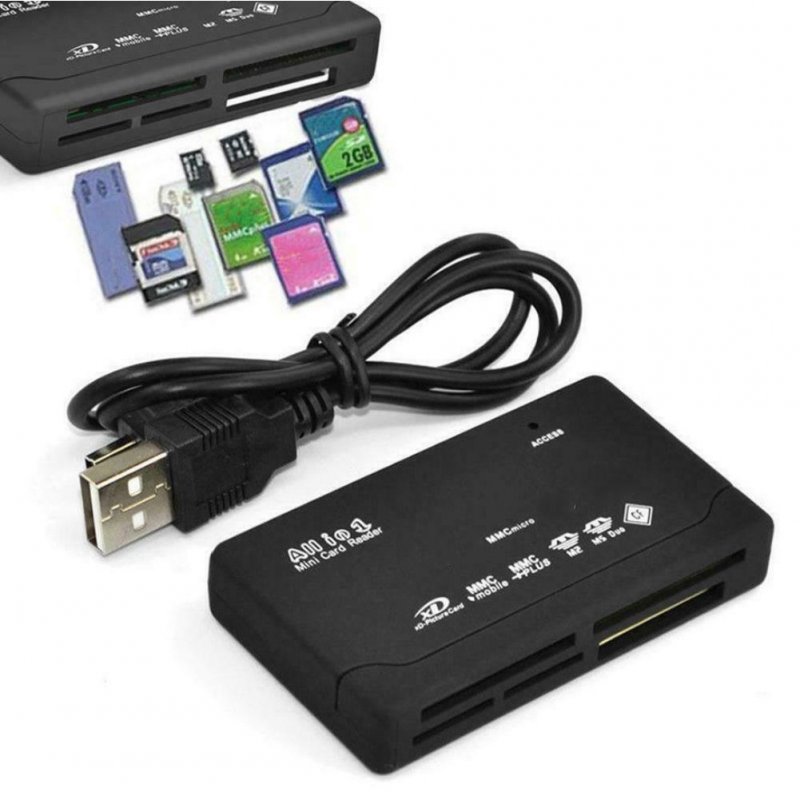 All in One Memory Card Reader USB External SD Mini Micro M2 MMC XD Fast White white