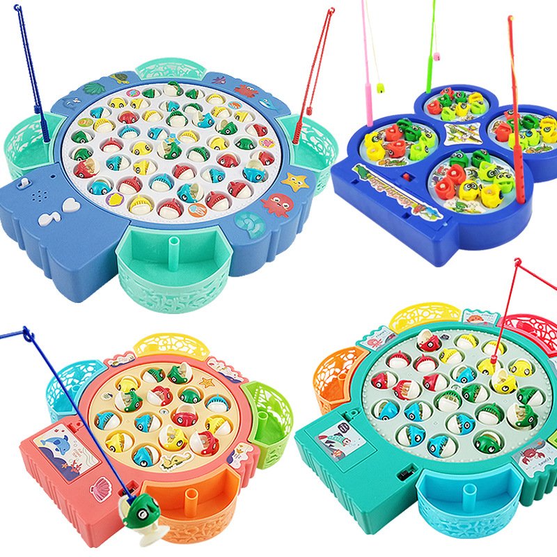 Magnetic Fishing Game Toy Rotating Fish Board Game With Music Fine Motor Skill Training Birthday Gifts For Boys Girls 