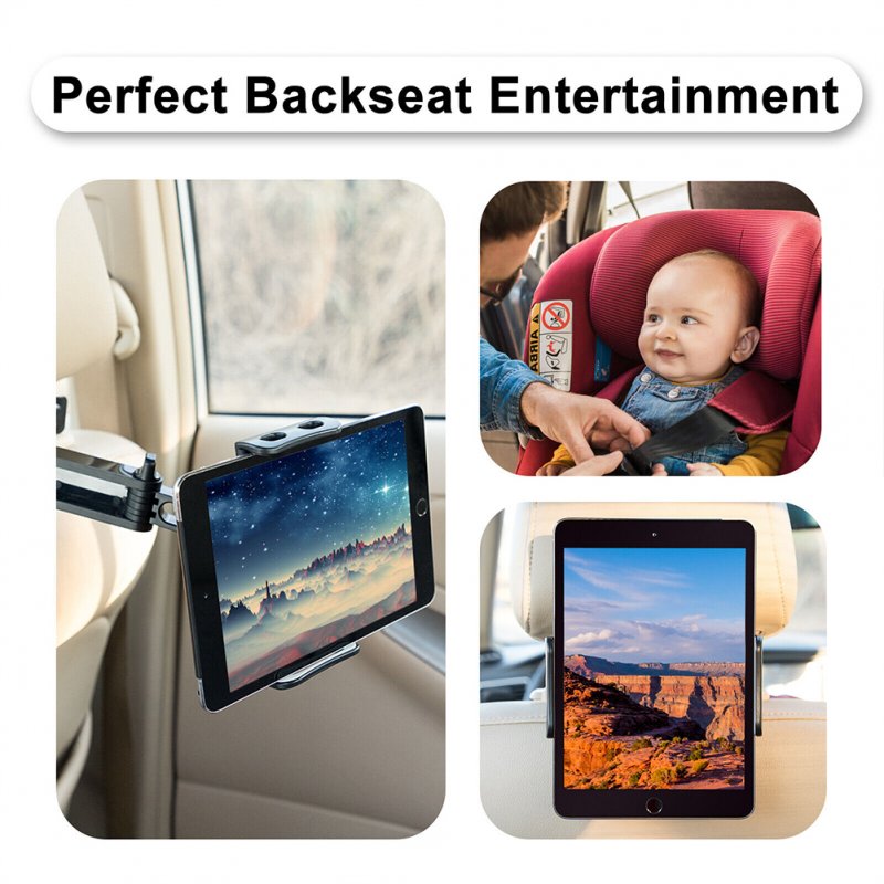 Car Headrest Tablet Mount Holder Compatible For Ipad Mobile Phone Universal Telescopic Rack Support Frame 