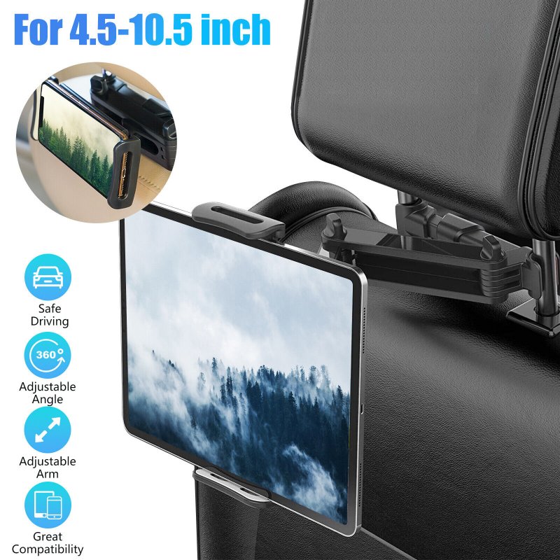 Car Headrest Tablet Mount Holder Compatible For Ipad Mobile Phone Universal Telescopic Rack Support Frame 