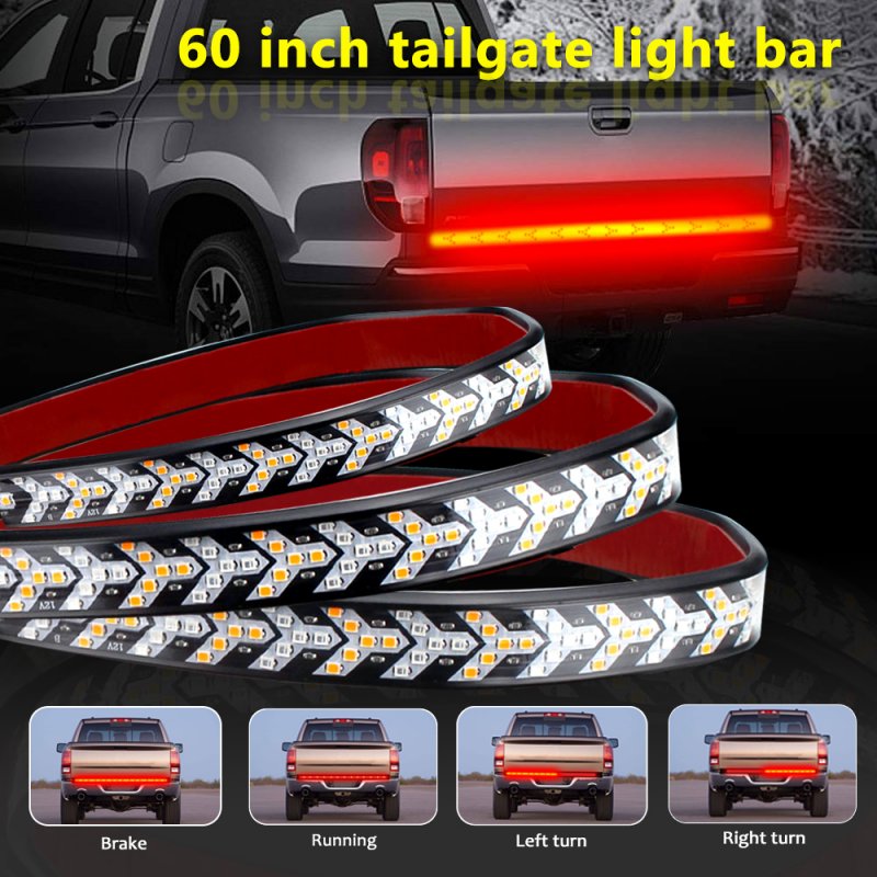 Tailgate Strip Light Waterproof Turn Signal Running Reverse Lights for Truck Off-road Vehicles Red and yellow