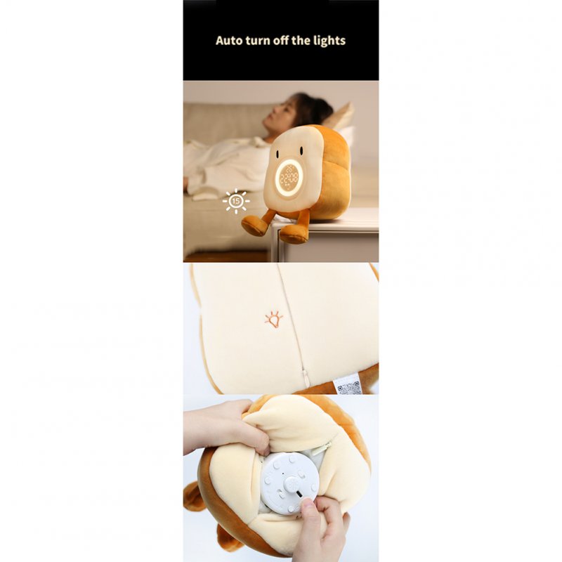 Led Soft Plush Toast Alarm Clock Light Delayed Light Off Dimmable Usb Charging Bedside Table Night Light B