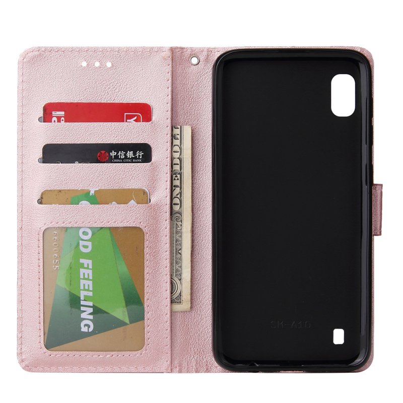 For Samsung A10 Flip-type Leather Protective Phone Case with 3 Card Position Buckle Design Phone Cover  Rose gold