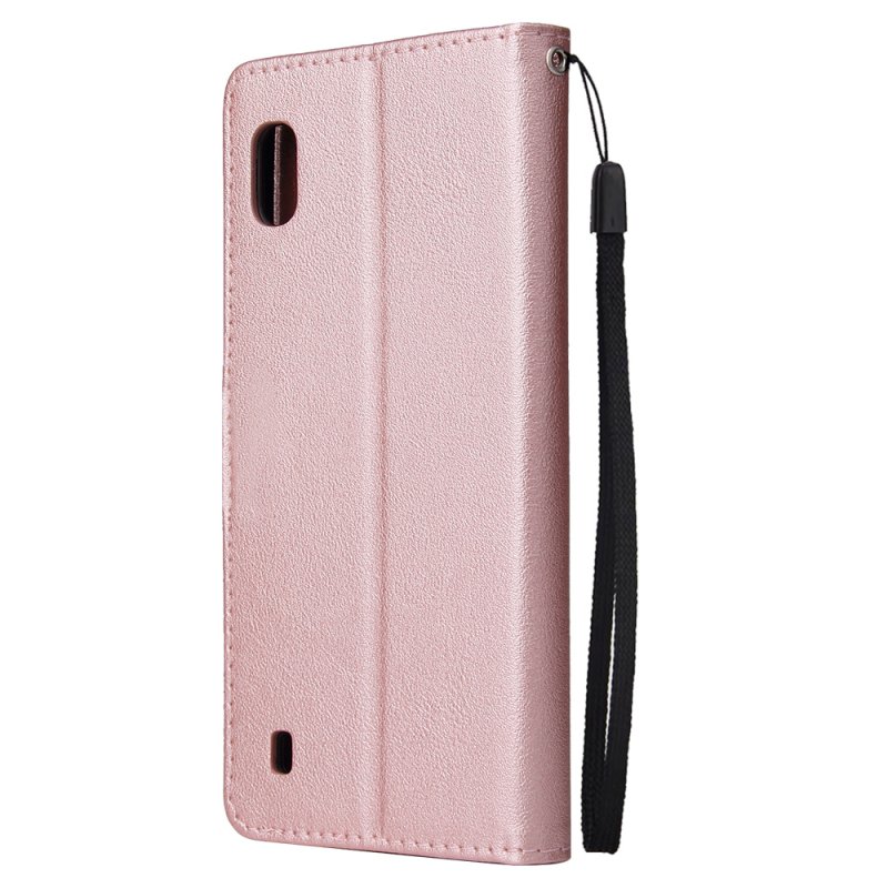 For Samsung A10 Flip-type Leather Protective Phone Case with 3 Card Position Buckle Design Phone Cover  Rose gold