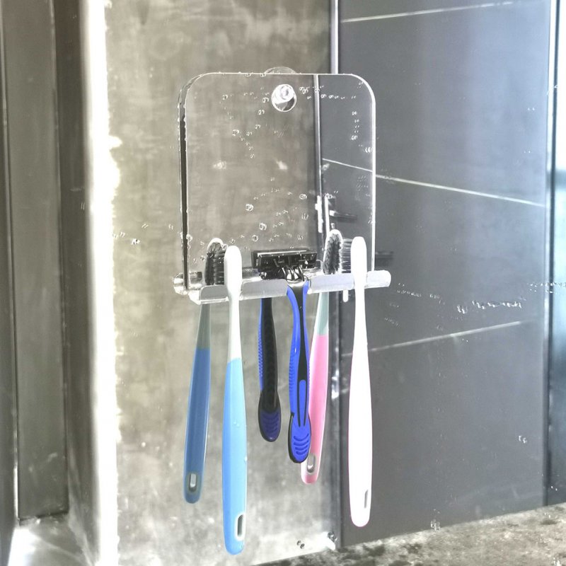 Anti-fog Anti-fall Bathroom Mirror Hanging Razor Toothbrush Mirror Fogless Shower Makeup Mirror 