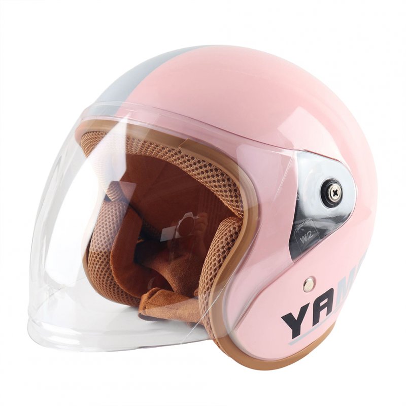 Motorcycle Open Face Helmet With Visor Face Cover Lightweight Ventilated Retro Scooter Half Helmet For Men Women 